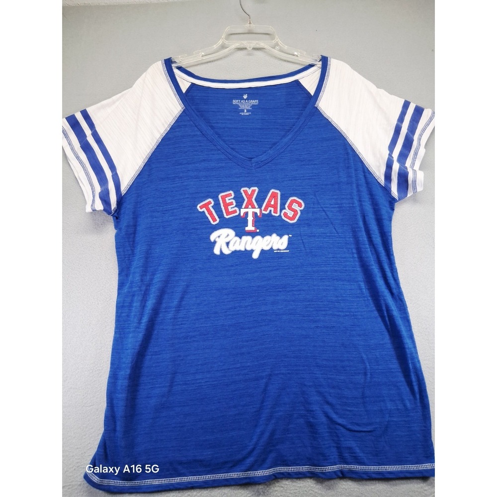 Soft As A Grape Texas Ranger Blue Women T-shirt V‎ Neck Size 3